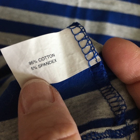 Blue/grey striped stretch T-shirt - Picture 3 of 4